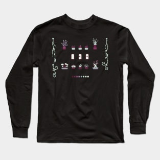 Pixel Art Plants Set Maroon Long Sleeve T-Shirt